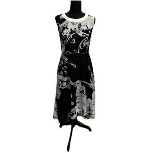 patrizia luca Black And White Sleeveless Abstract Dress Size Medium